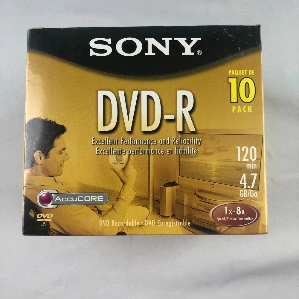 NEW Sony DVD-R 10 Pack 4.7GB 120min 1x-8x Speed Recordable Media 10DMR47L3